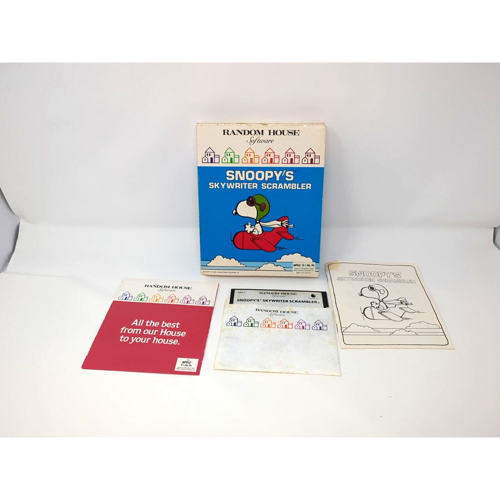 1984 Random House Apple Software | Snoopy's Skywriter Scrambler | Floppy Disk